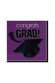 'Congrats Grad' Purple Beverage Napkins