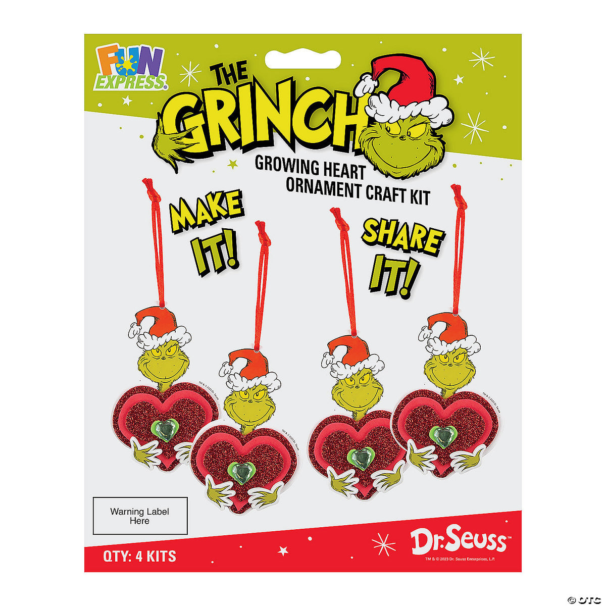 Dr. Seuss The Grinch Growing Heart Ornament Craft Kit Packs