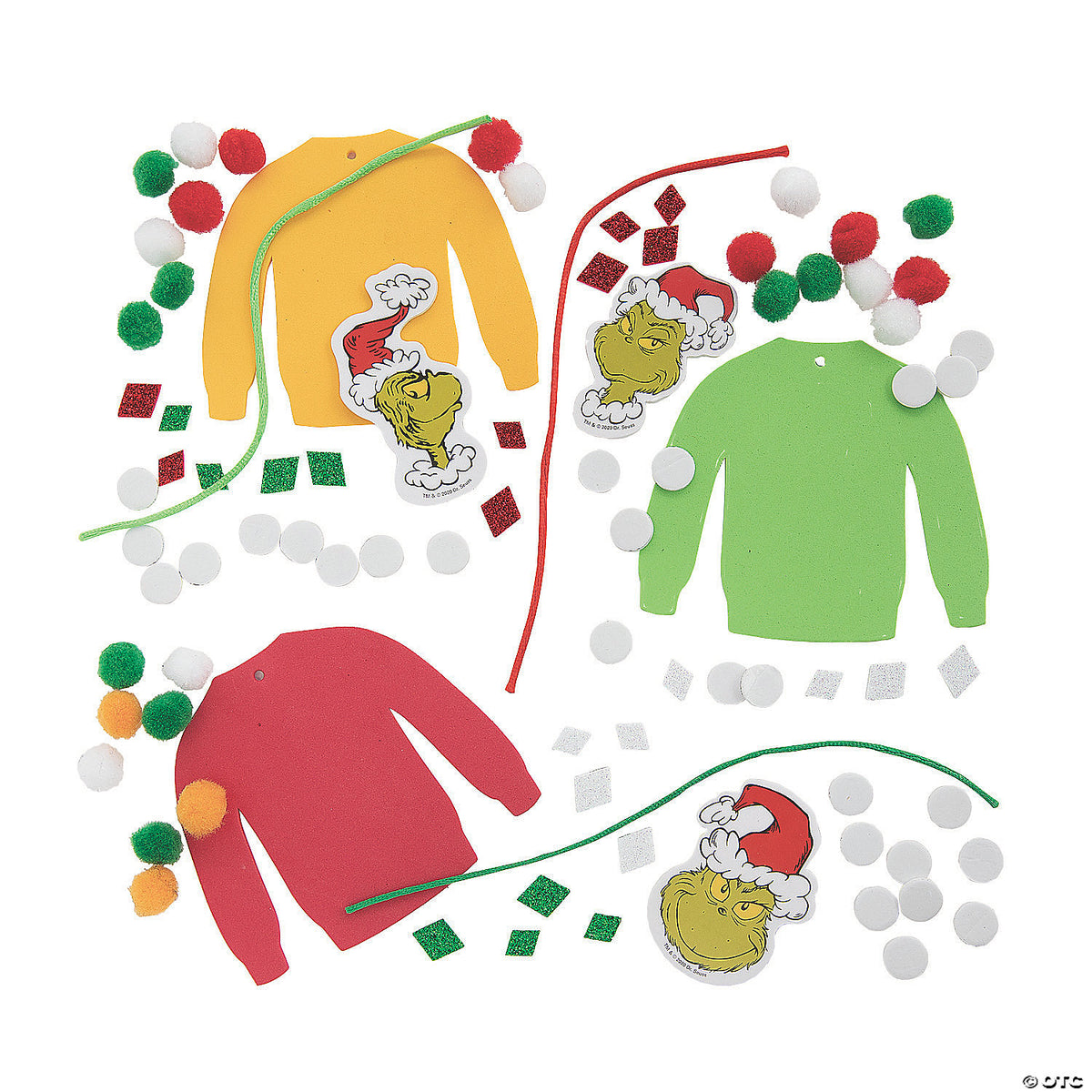 Dr. Seuss The Grinch Ugly Christmas Sweater Ornament Craft Kit Packs