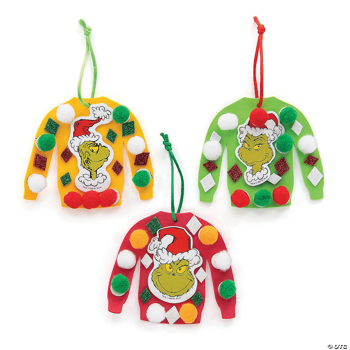 Dr. Seuss The Grinch Ugly Christmas Sweater Ornament Craft Kit Packs