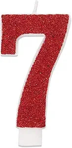 Glitter Number 7 Birthday Candle - 3" | Assorted Colors