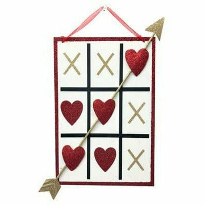 Fabrique HOLIDAY: VALENTINES Glitter Tic-Tac-Toe Heart Sign Valentine&#39;s Day