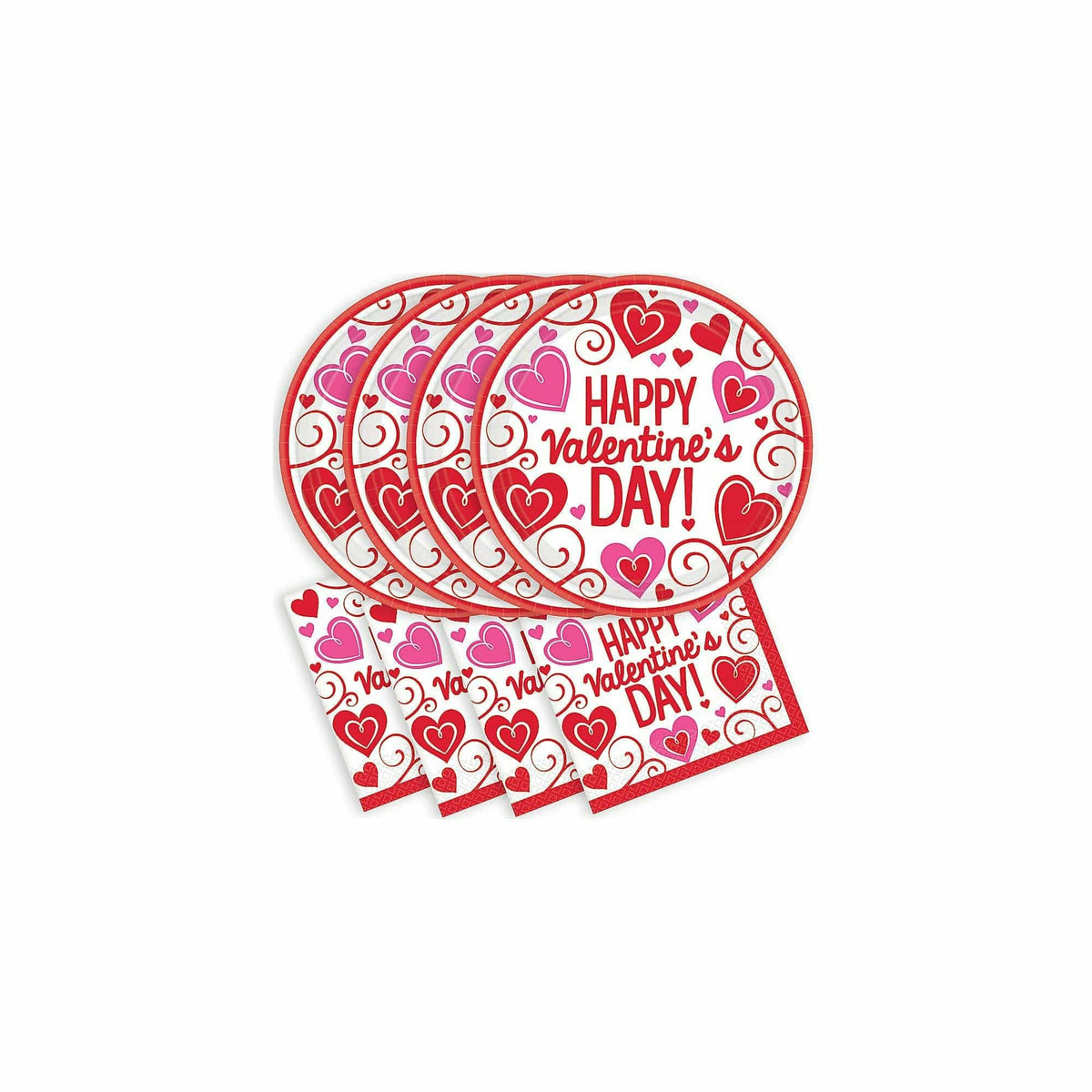 Fabrique HOLIDAY: VALENTINES Valentine&#39;s Day Pink Paper Napkins and Plates