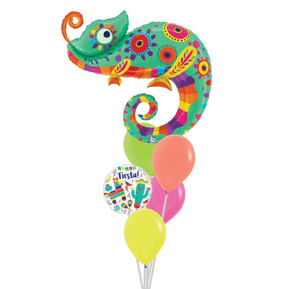 Festive Chameleon Foil Balloon Bouquet, 6pc