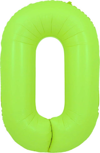 40" Neon Green Number Mylar Balloon - 0