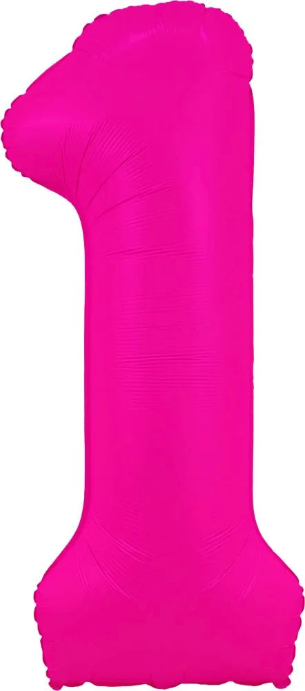 40" Neon Pink Number Mylar Balloon