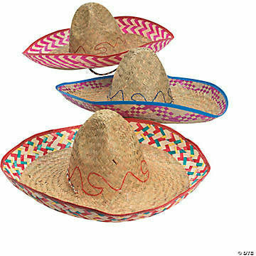 FUN EXPRESS HOLIDAY: FIESTA Adult’s Embroidered Woven Straw Sombreros