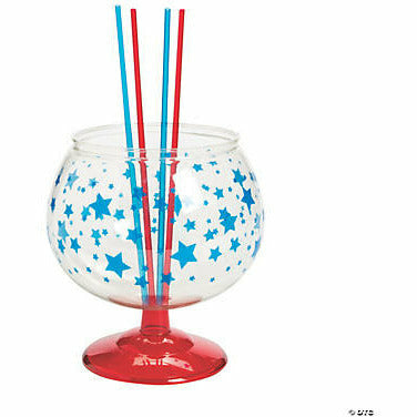 FUN EXPRESS HOLIDAY: PATRIOTIC Patriotic Fishbowl Glass with Straws