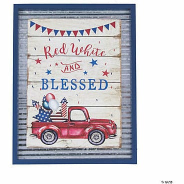 FUN EXPRESS HOLIDAY: PATRIOTIC Patriotic Red White &amp; Blessed Wall Sign