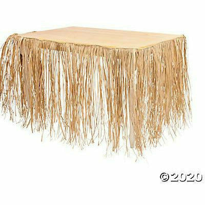 FUN EXPRESS LUAU J10 Natural Raffia Table Skirt