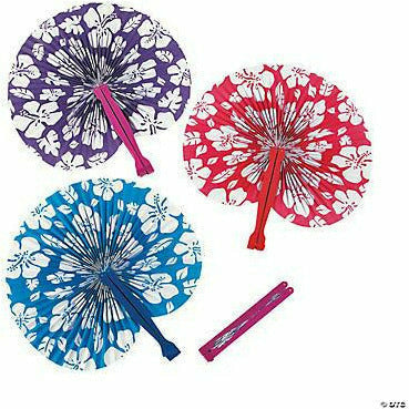 FUN EXPRESS LUAU Paper Hibiscus Folding Fans