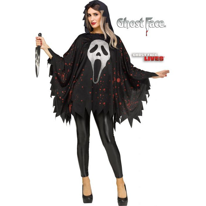 Fun World COSTUMES Glittering Ghost Face® Poncho - Adult