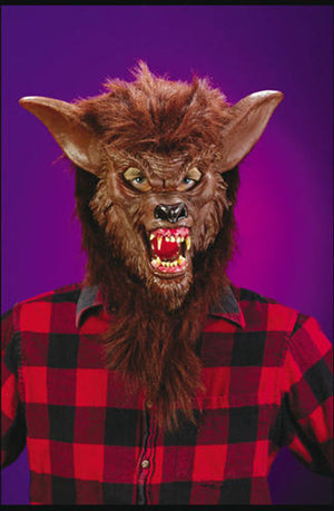 Fun World COSTUMES: MASKS Werewolf (brown) Ferocious Fangs Deluxe Mask with Teeth