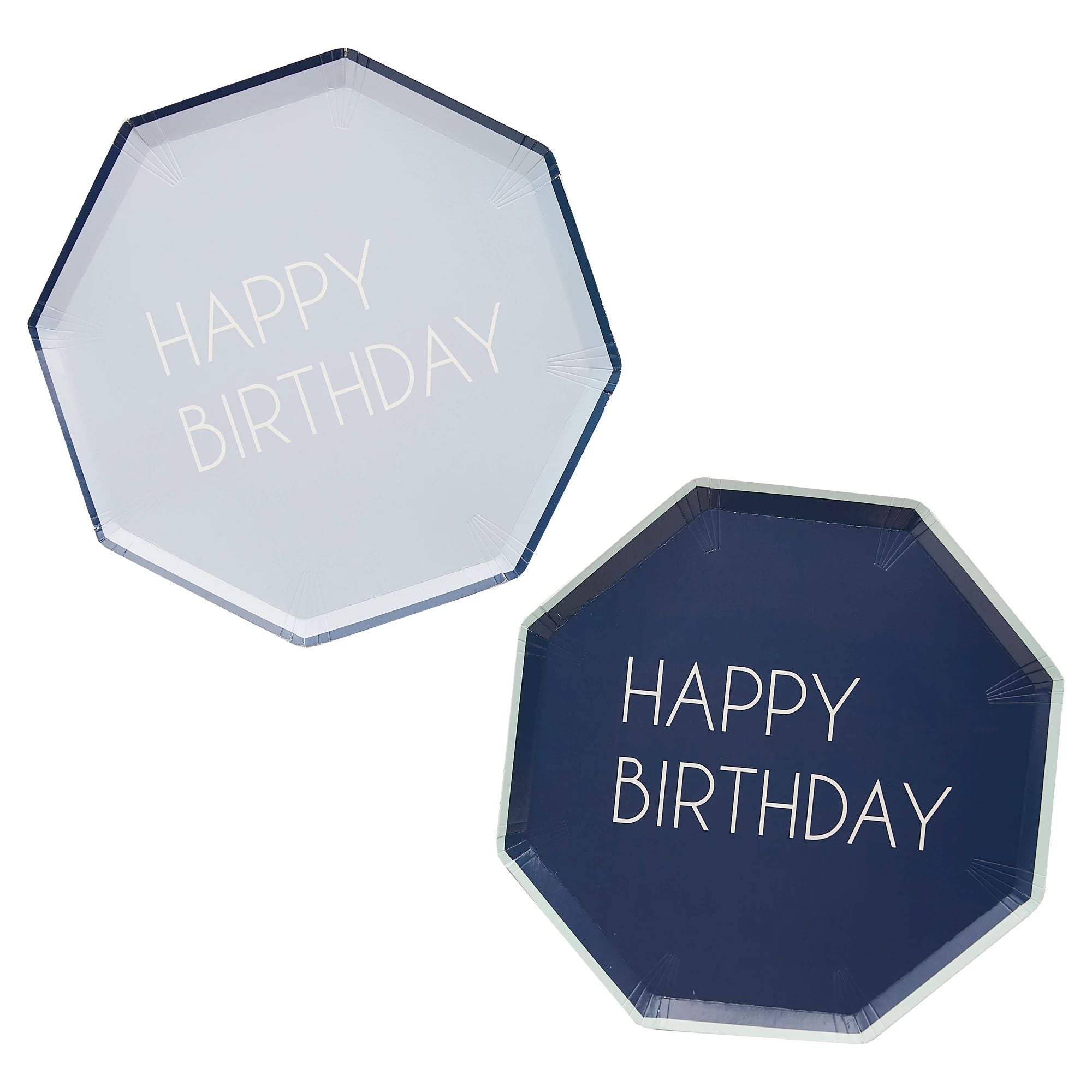 Ginger Ray BIRTHDAY Ginger Ray Happy Birthday Blue Octagon Eco Paper Plates, 9 1/2"