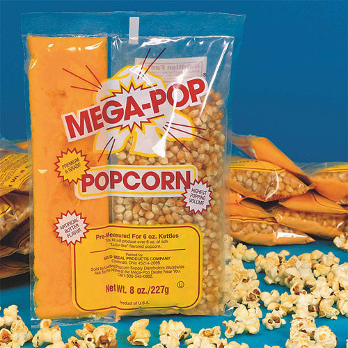 GOLD MEDAL CONCESSIONS Individual Mega Pop® Corn/Oil/Salt Kit with Coconut Oil for 6-oz. Kettle