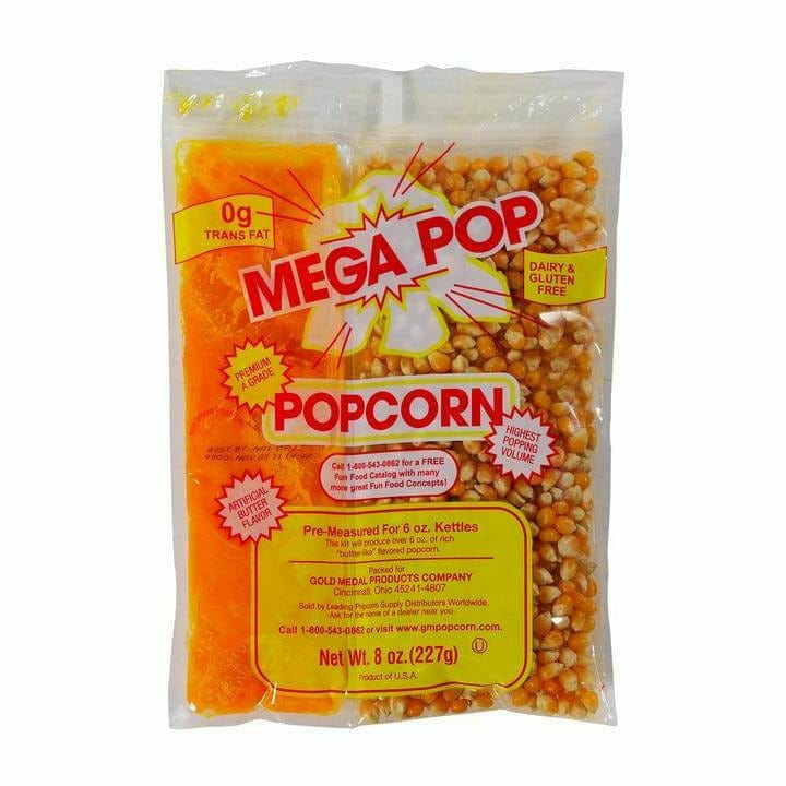 GOLD MEDAL CONCESSIONS Mega Pop® Corn/Oil/Salt Kit with Coconut Oil for 6-oz. Kettle