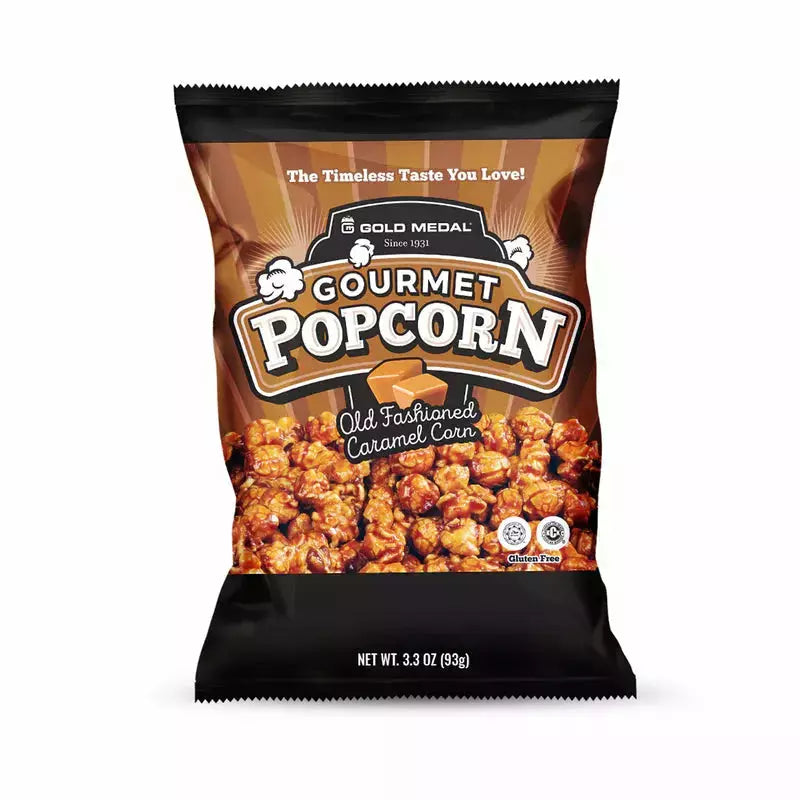 Gold Medal Products Old Fashioned Caramel Corn –  Small Grab-and-Go 3.3 oz bags
