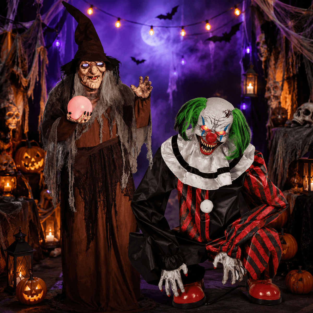 clown and witch animatronics
