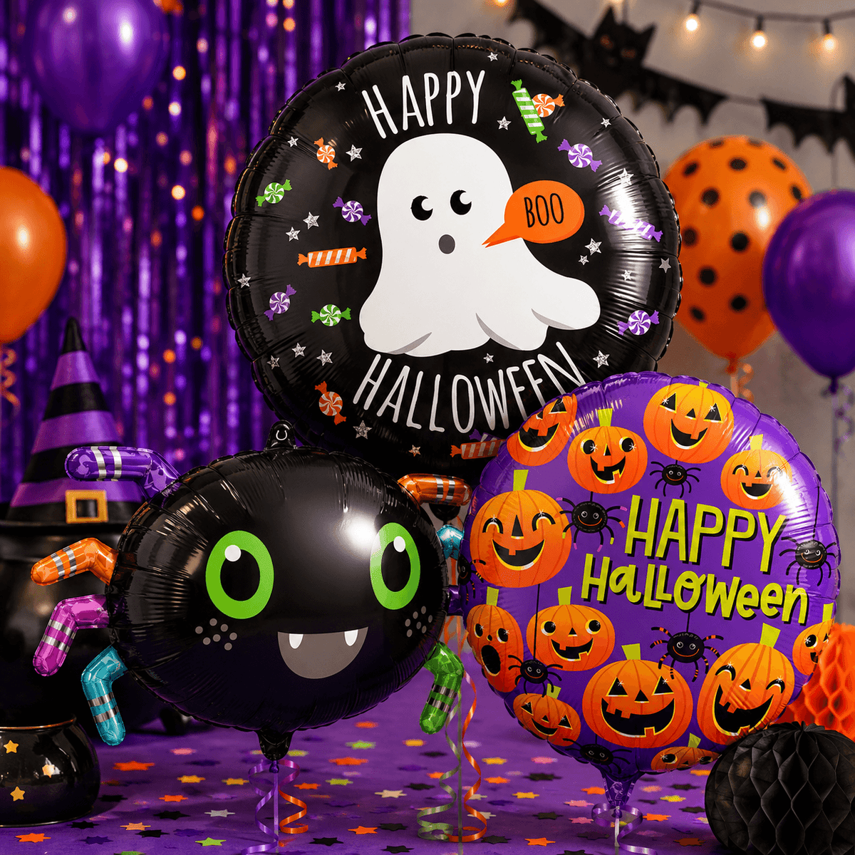 ghost and spider halloween balloons