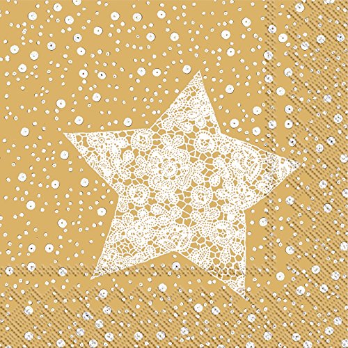 IHR BOUTIQUE Gold Christmas Lace Paper Cocktail Napkins
