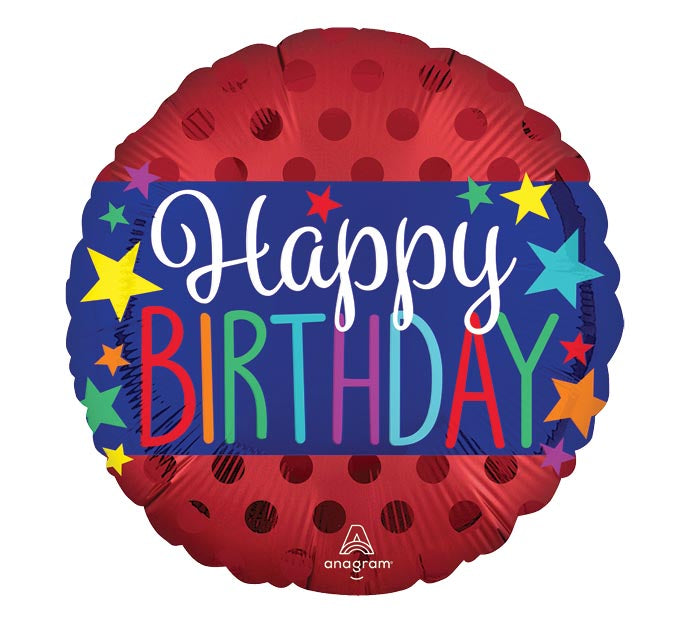286 18" Birthday Satin Banner Red Foil