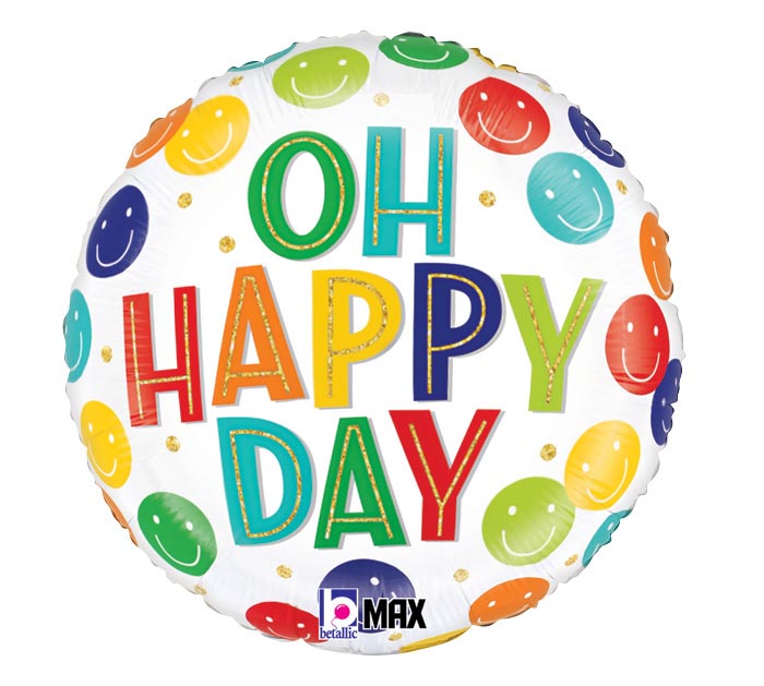 582 18" Oh Happy Birthday Smiley Foil