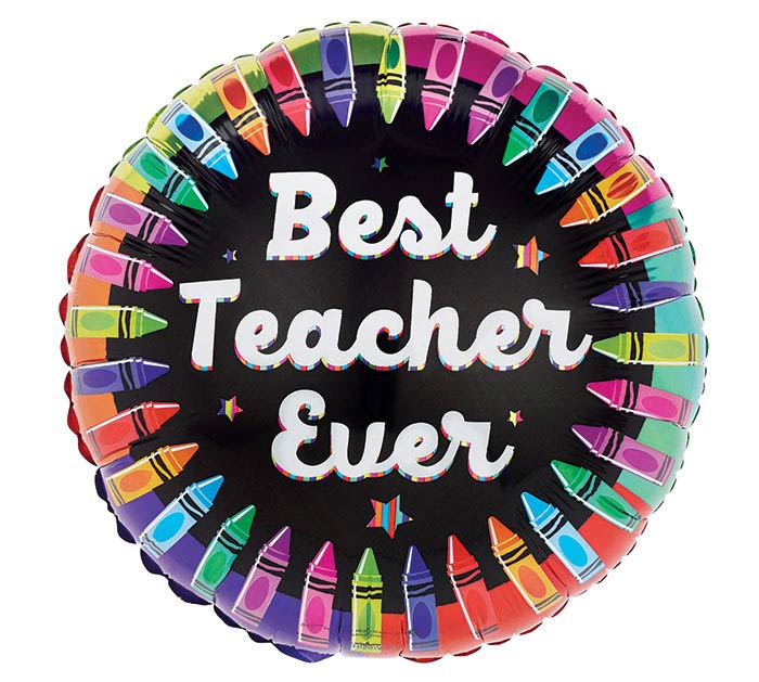 886 17" Best Teacher Ever Crayons Foil