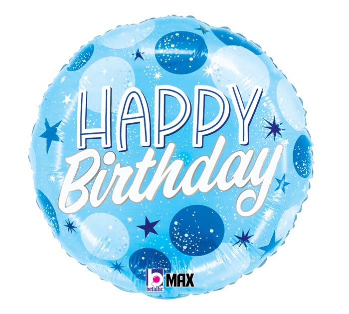 319 18" Birthday Blue Sparkle Dots Foil