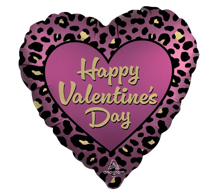 18" Satin Leopard Luxe Valentines Balloon