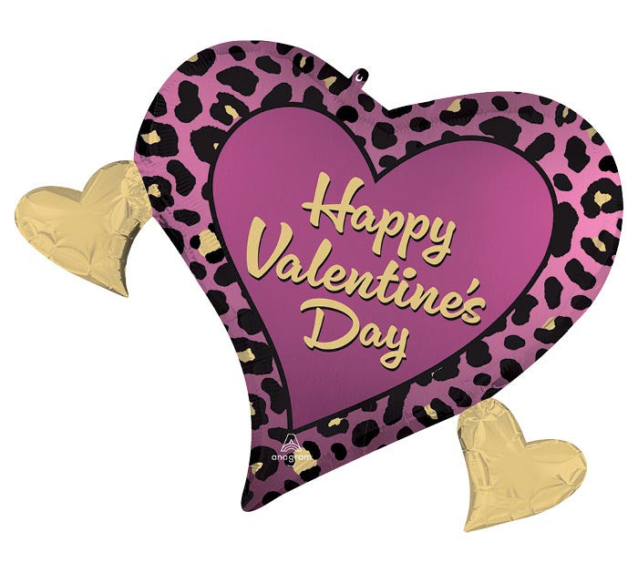 E005 28" Satin Leopard Luxe Valentine Supershape