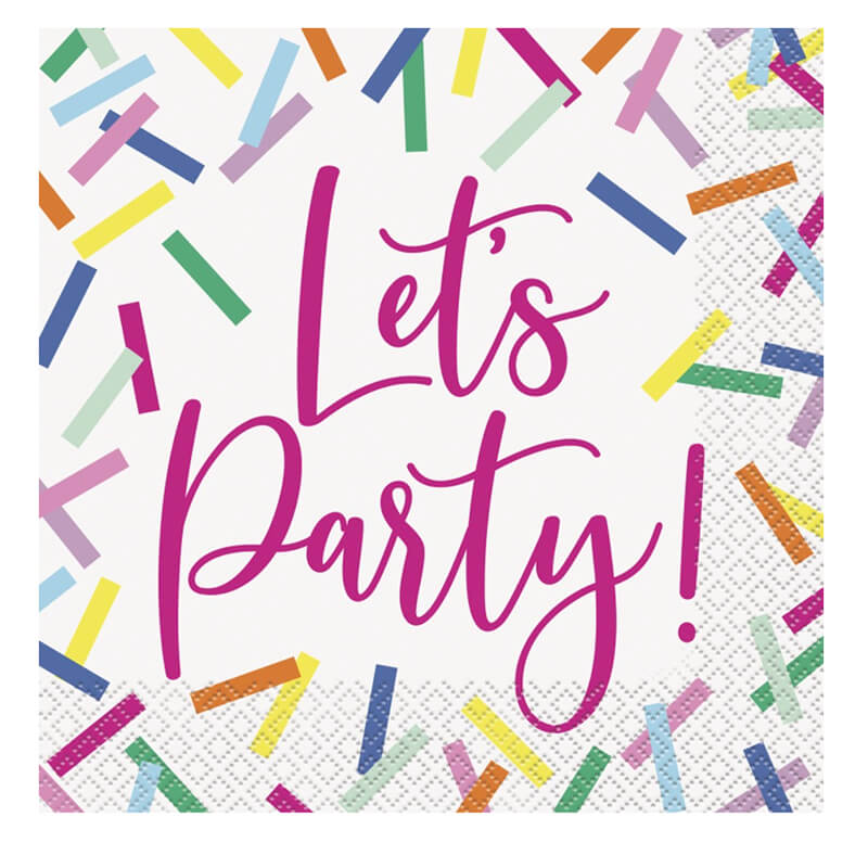 Pink Sprinkles &quot;Let&#39;s Party&quot; Luncheon Napkins