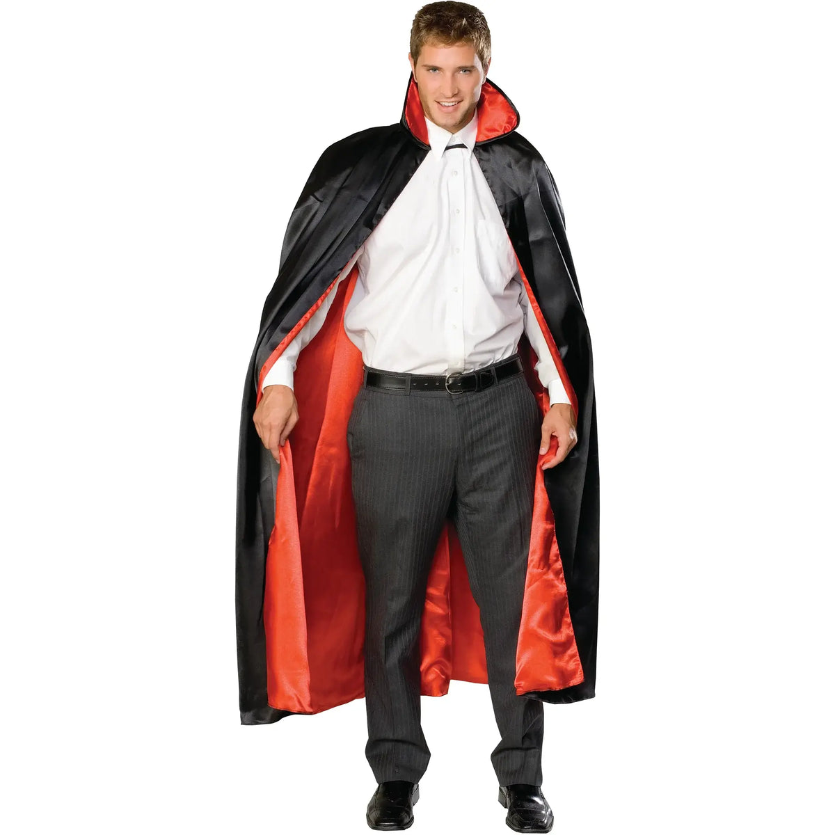 Long Satin Cape Black