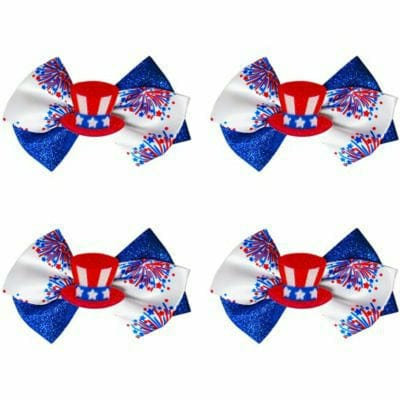 M&amp;J Trimming Company HOLIDAY: PATRIOTIC Clip-on Glitter Patriotic Red, White &amp; Blue Bow