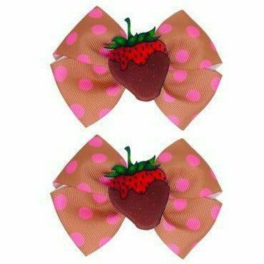 M&amp;J Trimming Company HOLIDAY: VALENTINES Chocolate Strawberry Hair Bows 2ct Valentine&#39;s Day