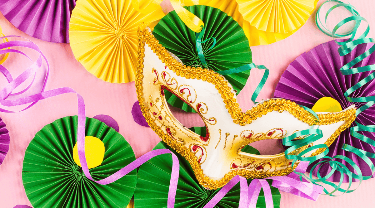 mardi gras mask and decorations