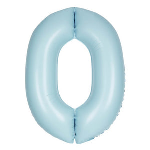 34" Giant Foil Pastel Blue Number Balloon 0