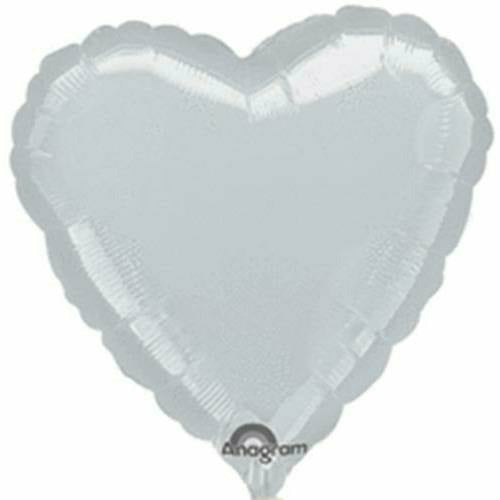 Mayflower Distributing BALLOONS 048 17&quot; Silver Metallic Heart Foil