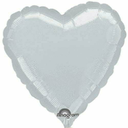 Mayflower Distributing BALLOONS 048 17" Silver Metallic Heart Foil