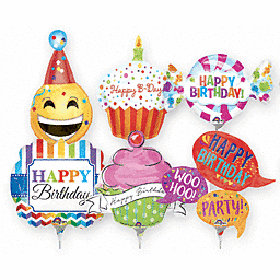 Mayflower Distributing BALLOONS 14" Air Filled - Birthday Balloons On A Stick