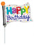 Mayflower Distributing BALLOONS 14" Air Filled - Happy Birthday Flag Balloon On A Stick
