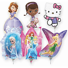 Mayflower Distributing BALLOONS 14" Air Filled - Licensed Girl Character Balloons On A Stick