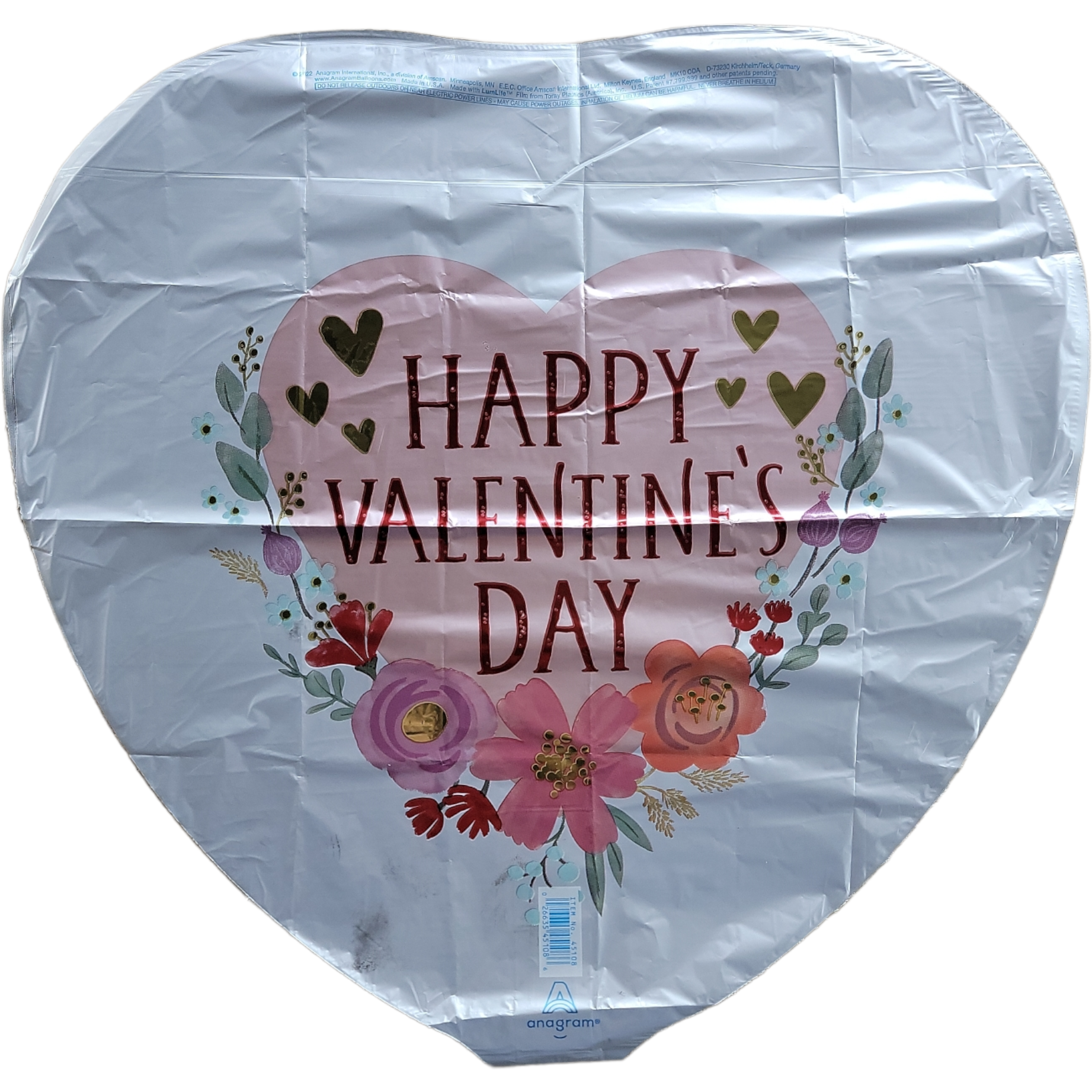 Mayflower Distributing BALLOONS 18" Happy Valentines Day Floral Hearts Foil Balloon