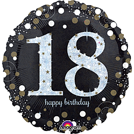 Mayflower Distributing BALLOONS 18&quot; Sparkling Birthday 18 Holographic