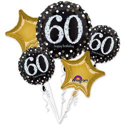 Mayflower Distributing BALLOONS 328 60th Birthday Sparkling Balloon Bouquet