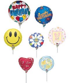 Mayflower Distributing BALLOONS 4" Air Filled - Birthday Balloons On A Stick
