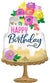 Mayflower Distributing BALLOONS 647 32" Satin Artful Floral Birthday Foil Balloon