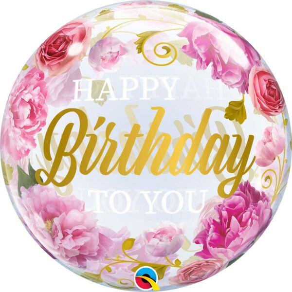 Mayflower Distributing BALLOONS 649 22&quot; Birthday to You Peonies Bubble Balloon