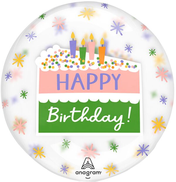 Mayflower Distributing BALLOONS 650 18" Happy Birthday Cake Slice Clearz Balloon