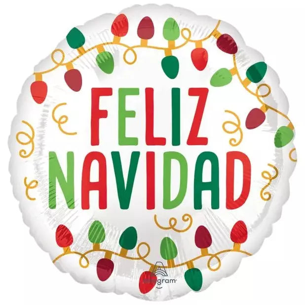 Mayflower Distributing BALLOONS E002 17" Feliz Navidad Christmas Lights Foil Balloon