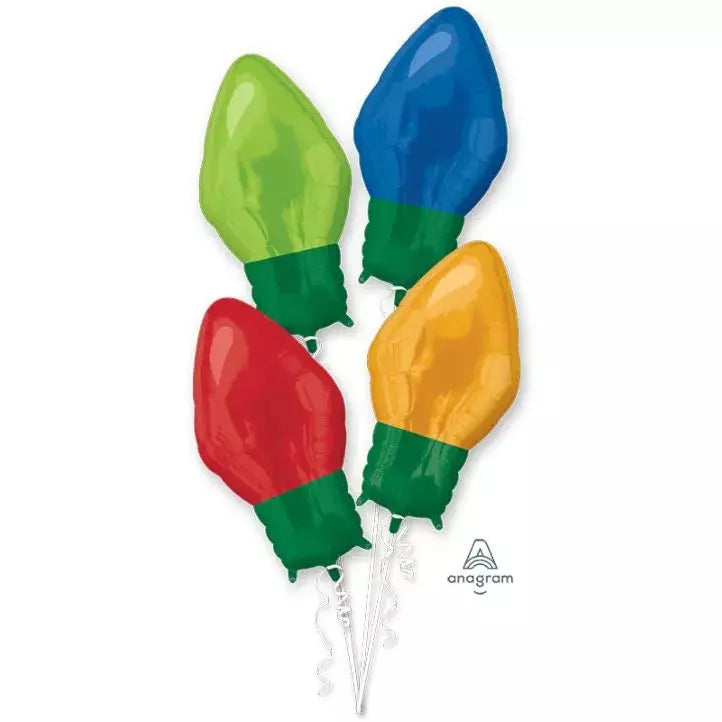 Mayflower Distributing BALLOONS E005 22&quot; Christmas Light Bulb Foil Balloon Bouquet - 4 Piece